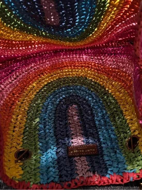 Kurt Geiger Chelsea Rainbow Stripe Fringe Tote - Picture 5 of 12